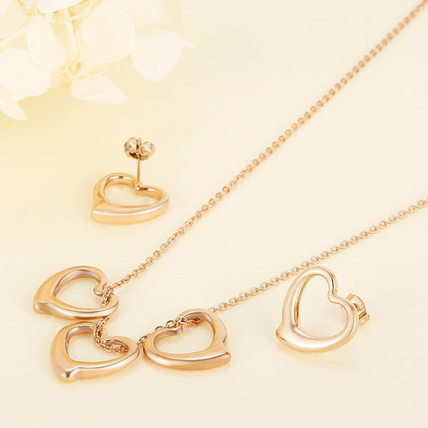 Triple Heart Necklace & Earring Set - Unique Inspirations by Tracy and Anna