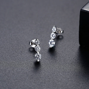 Simple Zircon Geometric Silver Earrings - Unique Inspirations by Tracy and Anna