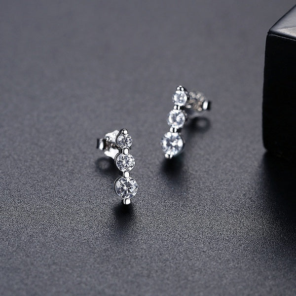 Simple Zircon Geometric Silver Earrings - Unique Inspirations by Tracy and Anna