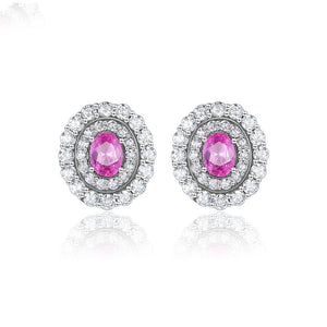 Simple Ruby Diamond Round Silver Earrings - Unique Inspirations by Tracy and Anna