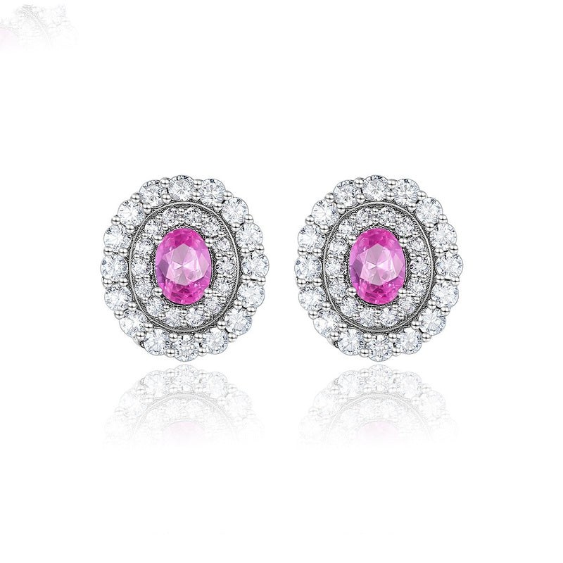 Simple Ruby Diamond Round Silver Earrings - Unique Inspirations by Tracy and Anna