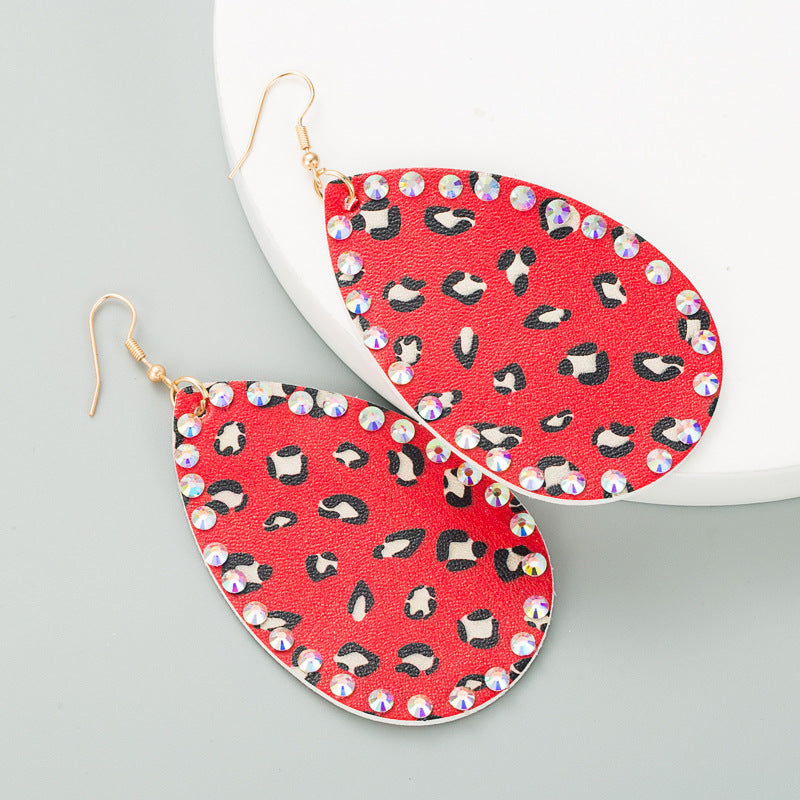 Leather and Rhinestone Teardrop Earrings - Unique Inspirations by Tracy and Anna