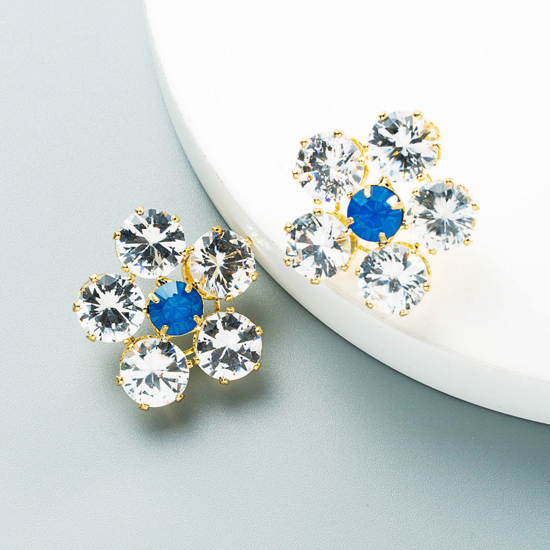 Zircon Flower Shape Alloy Earrings - Unique Inspirations by Tracy and Anna