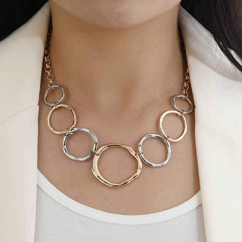 Two Tone Geometric Circles Necklace - Unique Inspirations by Tracy and Anna