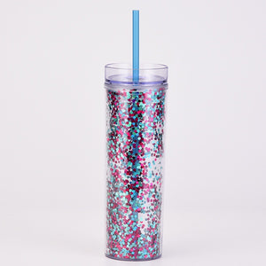 Transparent Sequin Plastic 17 oz Tumbler - Unique Inspirations by Tracy and Anna
