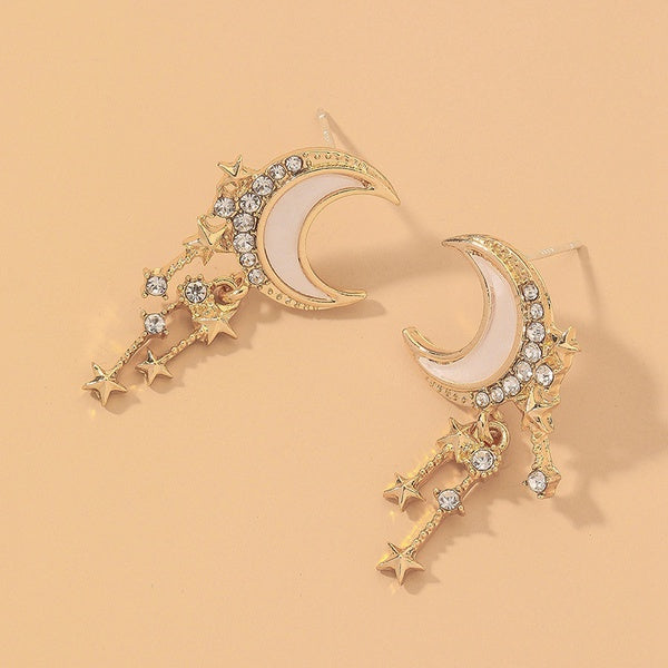 Rhinestone Moon Star Earrings - Unique Inspirations by Tracy and Anna