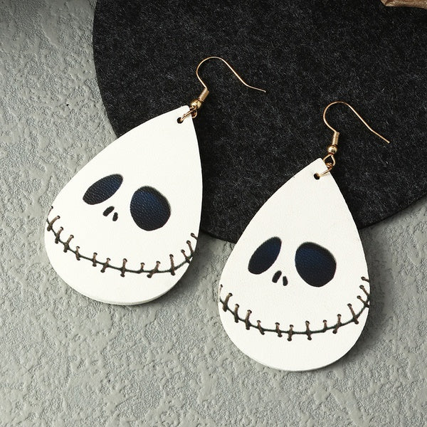 Jack Skelleton Leather Tear Drop Earrings - Unique Inspirations by Tracy and Anna