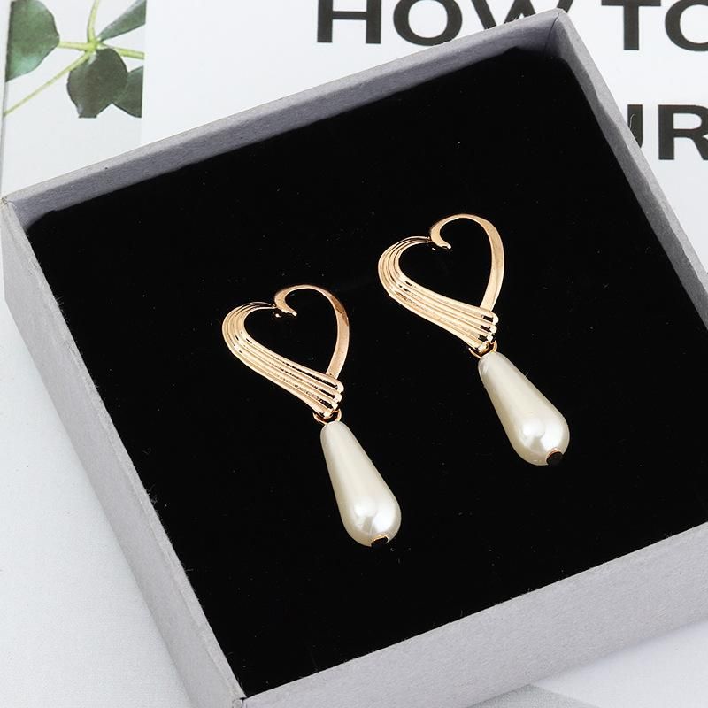 Gold Heart with White Pearl Earrings - Unique Inspirations by Tracy and Anna