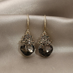 Black Crystal Flower Earrings - Unique Inspirations by Tracy and Anna