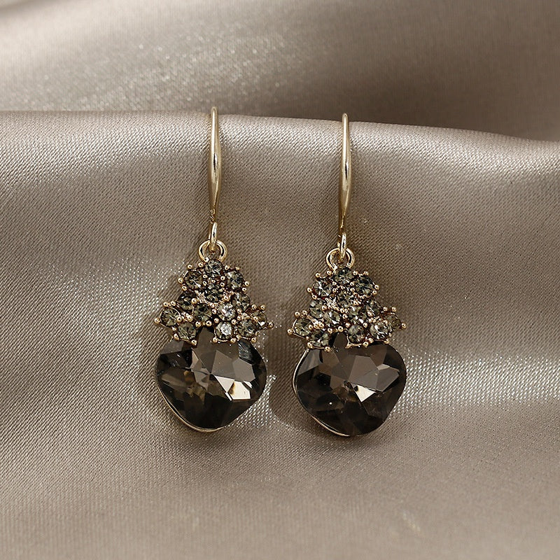 Black Crystal Flower Earrings - Unique Inspirations by Tracy and Anna