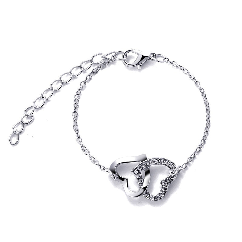 Double Heart and Rhinestone Bracelet - Unique Inspirations by Tracy and Anna