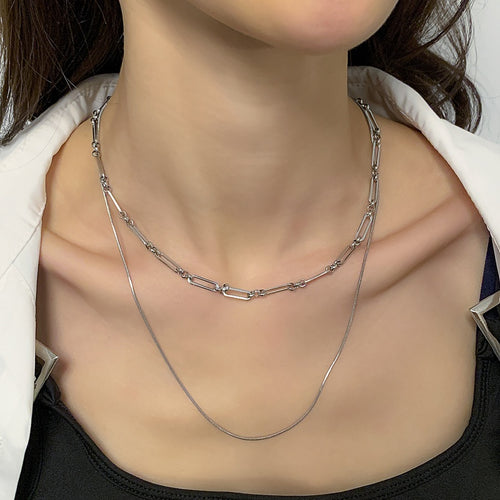 Titanium Simple Double Layered Snake Bone Necklace - Unique Inspirations by Tracy and Anna