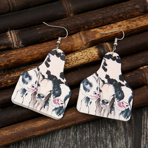 Retro Farm Cow Brand Leather Earrings - Unique Inspirations by Tracy and Anna