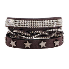 Load image into Gallery viewer, Stars, Criss-Cross Leather Urban Bracelet - Unique Inspirations by Tracy and Anna