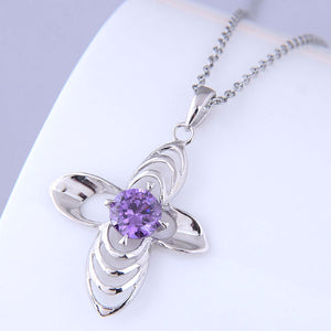 Silver and Purple Rhinestone Necklace - Unique Inspirations by Tracy and Anna
