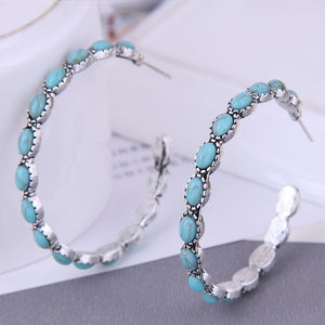 Turquoise & Silver Hoop Earrings - Unique Inspirations by Tracy and Anna