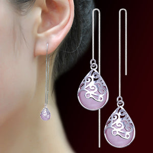 Tassel Teardrop Moonstone Earrings - Unique Inspirations by Tracy and Anna