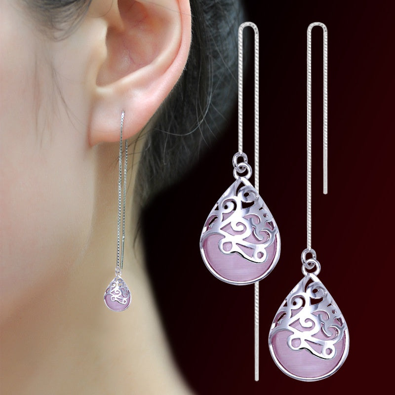 Tassel Teardrop Moonstone Earrings - Unique Inspirations by Tracy and Anna