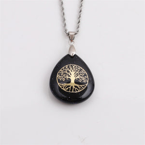 Carving Tree Of Life Drop Pendant Stainless Steel Necklace - Unique Inspirations by Tracy and Anna