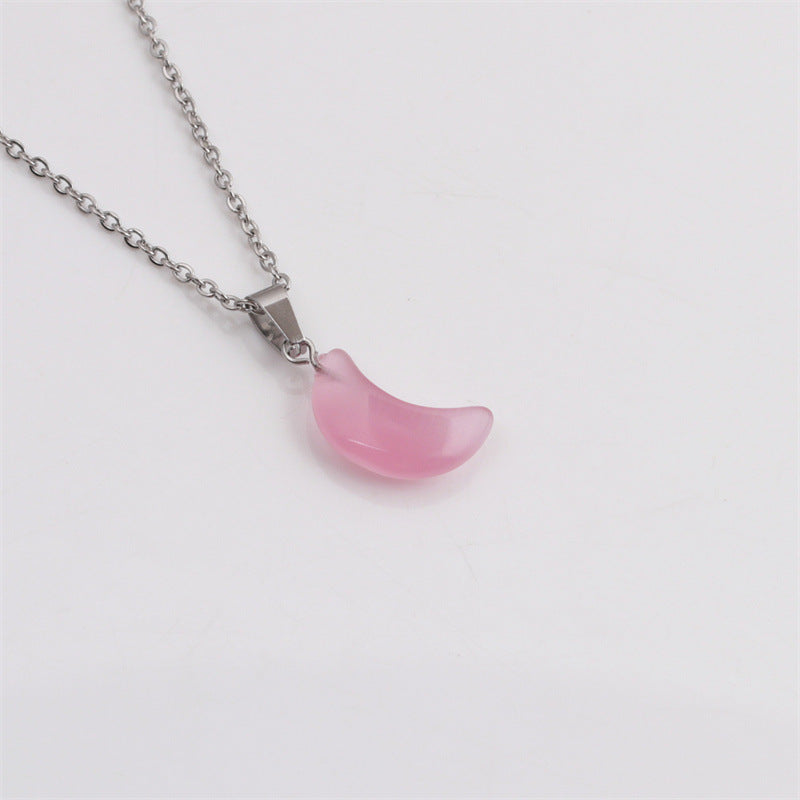 Natural Stone Moon Pendant Simple Necklace - Unique Inspirations by Tracy and Anna