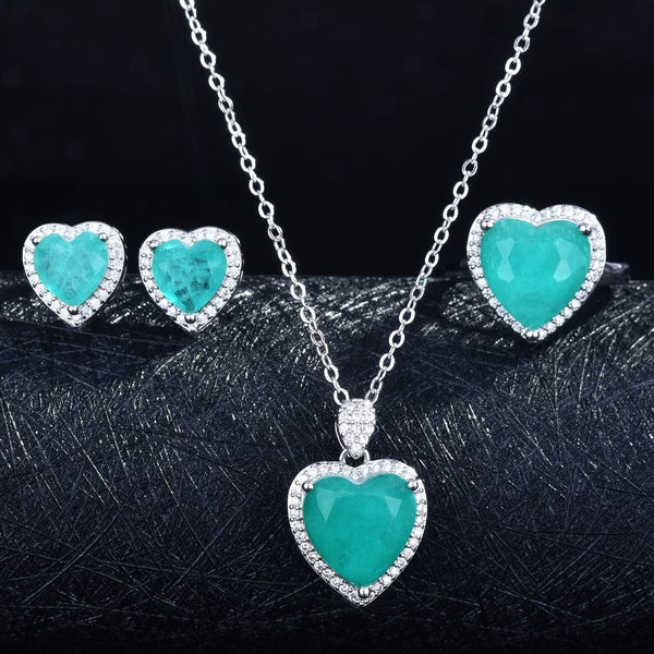Natural Paraiba Set Heart Shaped Set - Unique Inspirations by Tracy and Anna