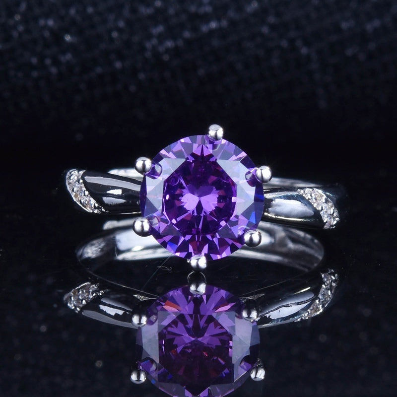 Amethyst & Rhinestone Adjustable Ring - Unique Inspirations by Tracy and Anna