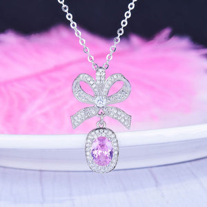 Bow and Pink Rhinestone Necklace - Unique Inspirations by Tracy and Anna