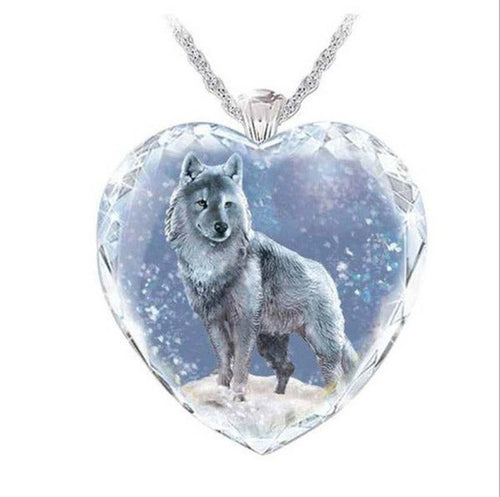 Heart Shaped Snow Wolf Pendant - Unique Inspirations by Tracy and Anna