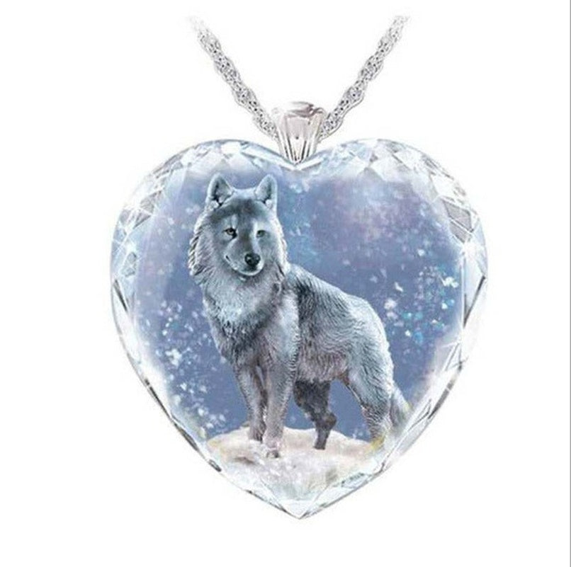 Heart Shaped Snow Wolf Pendant - Unique Inspirations by Tracy and Anna