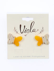 BUTTERFLY STUD / WOODEN / POST PIN / 1/2 INCH DROP - Unique Inspirations by Tracy and Anna
