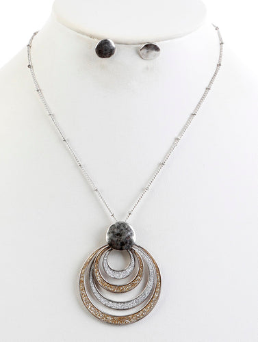 NECKLACE AND EARRING SET / GLITTER CIRCLE - Unique Inspirations by Tracy and Anna