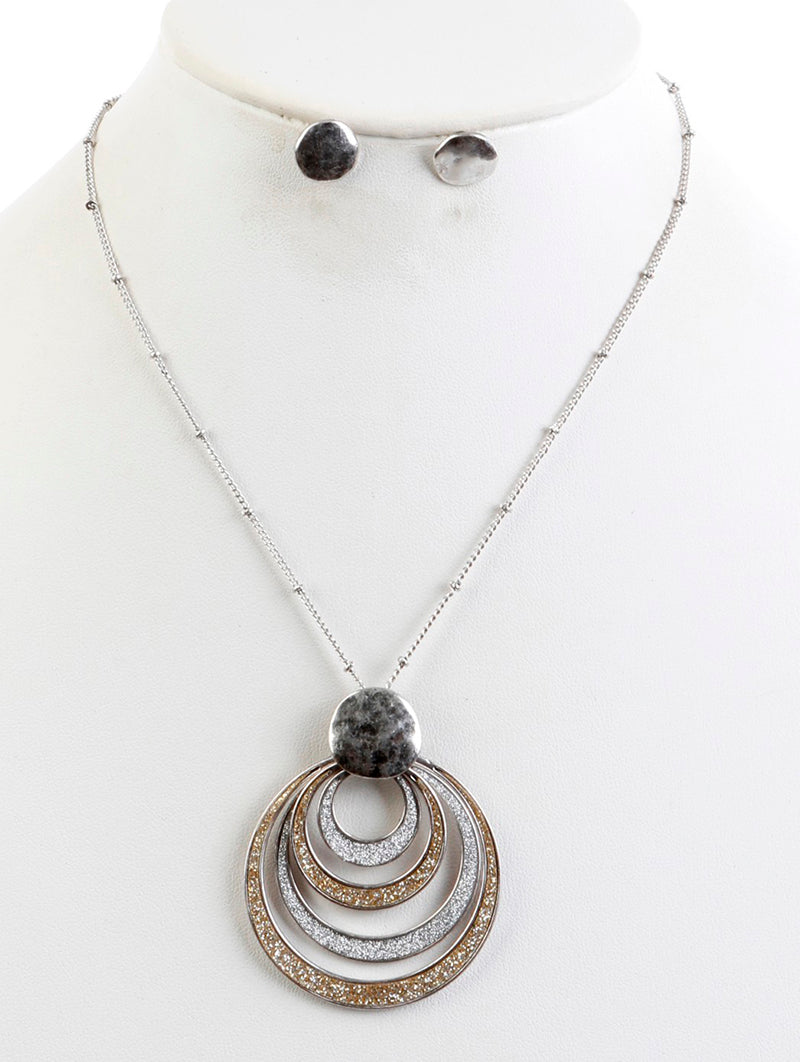 NECKLACE AND EARRING SET / GLITTER CIRCLE - Unique Inspirations by Tracy and Anna