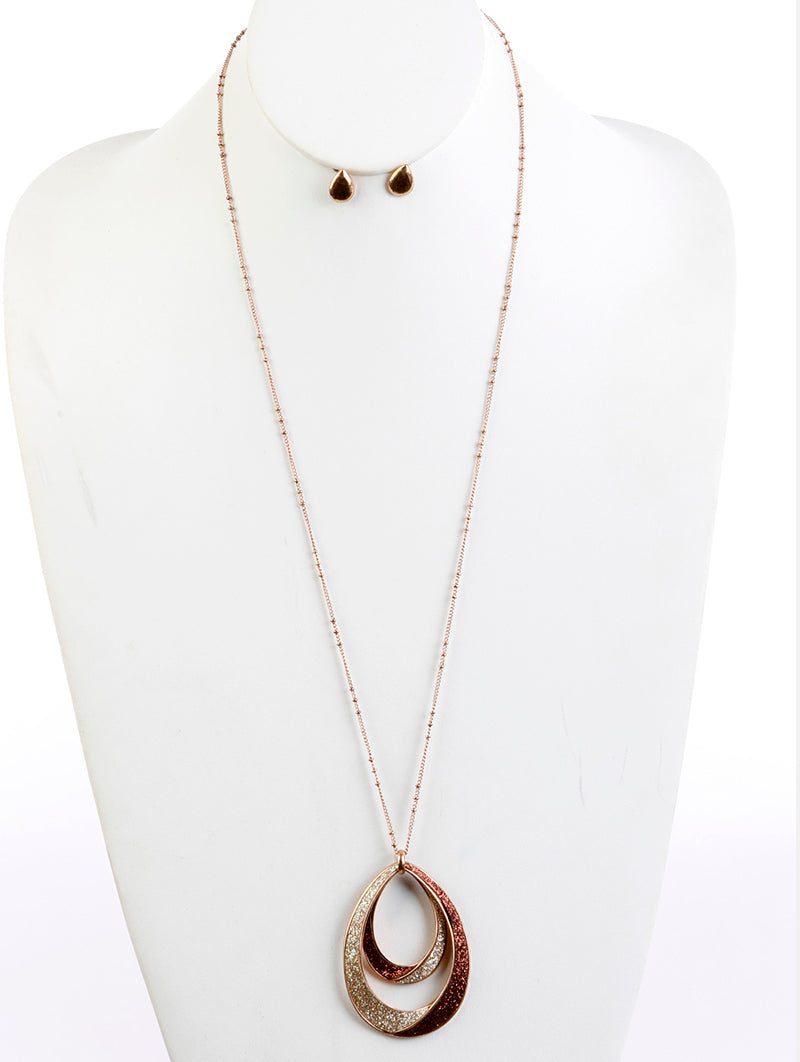 NECKLACE AND EARRING SET / GLITTER TEAR SHAPE - Unique Inspirations by Tracy and Anna