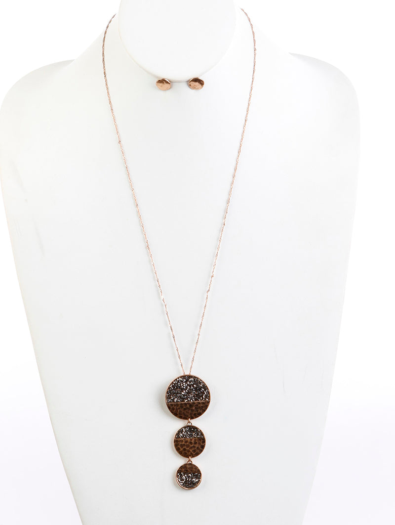 NECKLACE AND EARRING SET / CRUSHED DRUZY STONE - Unique Inspirations by Tracy and Anna