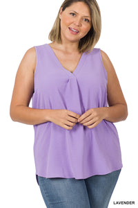 WOVEN AIRFLOW V-NECK SLEEVELESS TOP - Unique Inspirations by Tracy and Anna