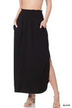 Load image into Gallery viewer, SMOCKED WAIST SIDE SLIT MAXI SKIRT - Unique Inspirations by Tracy and Anna