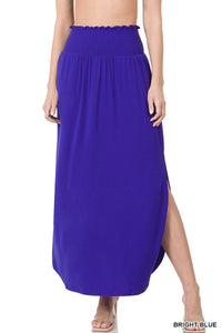 SMOCKED WAIST SIDE SLIT MAXI SKIRT - Unique Inspirations by Tracy and Anna