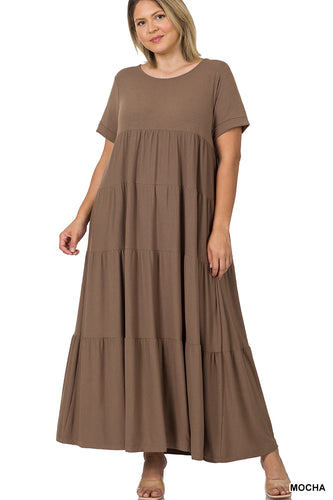 PLUS SHORT SLEEVE TIERED MAXI DRESS - Unique Inspirations by Tracy and Anna