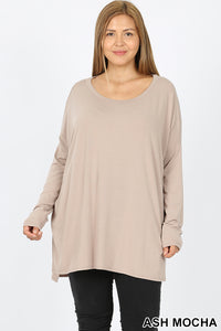 DOLMAN SLEEVE ROUND NECK SLIT HI-LOW HEM TOP - Unique Inspirations by Tracy and Anna