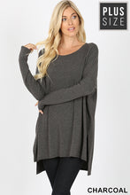 Load image into Gallery viewer, PLUS DOLMAN SLEEVE ROUND NECK SLIT HI-LOW HEM TOP - Unique Inspirations by Tracy and Anna