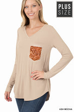 Load image into Gallery viewer, LONG SLEEVE V-NECK SEQUIN POCKET TOP - Unique Inspirations by Tracy and Anna