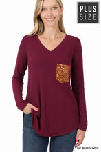 Load image into Gallery viewer, LONG SLEEVE V-NECK SEQUIN POCKET TOP - Unique Inspirations by Tracy and Anna
