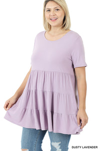 SHORT SLEEVE TIERED RUFFLE TUNIC - Unique Inspirations by Tracy and Anna