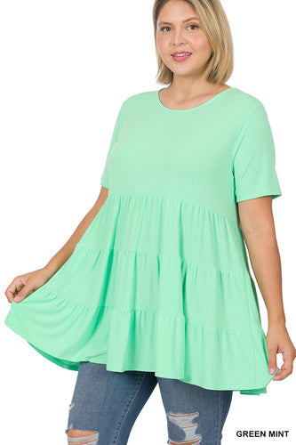 SHORT SLEEVE TIERED RUFFLE TUNIC - Unique Inspirations by Tracy and Anna
