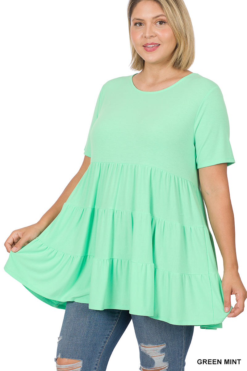 SHORT SLEEVE TIERED RUFFLE TUNIC - Unique Inspirations by Tracy and Anna