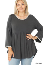 Load image into Gallery viewer, POMPOM TRIM EMPIRE WAIST SHIRRING TOP - Unique Inspirations by Tracy and Anna