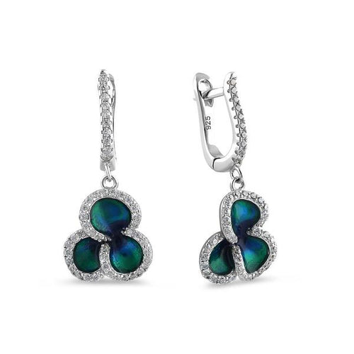 Sterling Silver Hand-Painted Trio Petal Multi-Colored with CZ Ring and Earrings - Unique Inspirations by Tracy and Anna