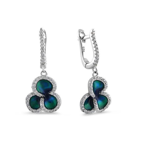 Sterling Silver Hand-Painted Trio Petal Multi-Colored with CZ Ring and Earrings - Unique Inspirations by Tracy and Anna