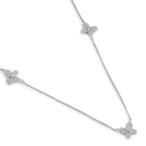 Sterling Silver Clear CZ Butterfly Necklace - Unique Inspirations by Tracy and Anna