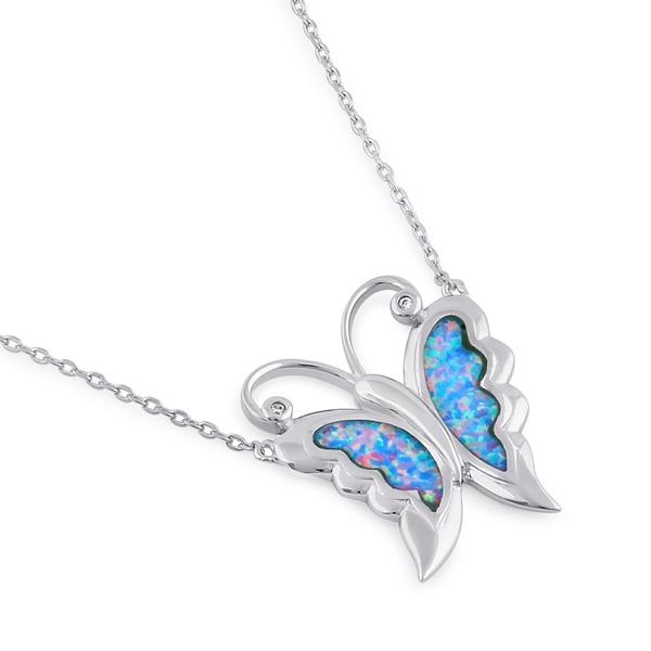 Sterling Silver Blue Lavender Butterfly Necklace - Unique Inspirations by Tracy and Anna